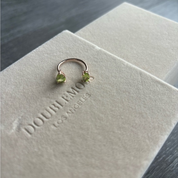 Two Stone Peridot Ring 4.5 / 14k Rose Gold - Picture 4 of 6